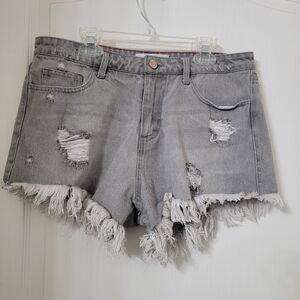 Toast Jeans Size L Gray Wash Distressed Frayed Cutoff Jean Shorts, Exc Used Cond